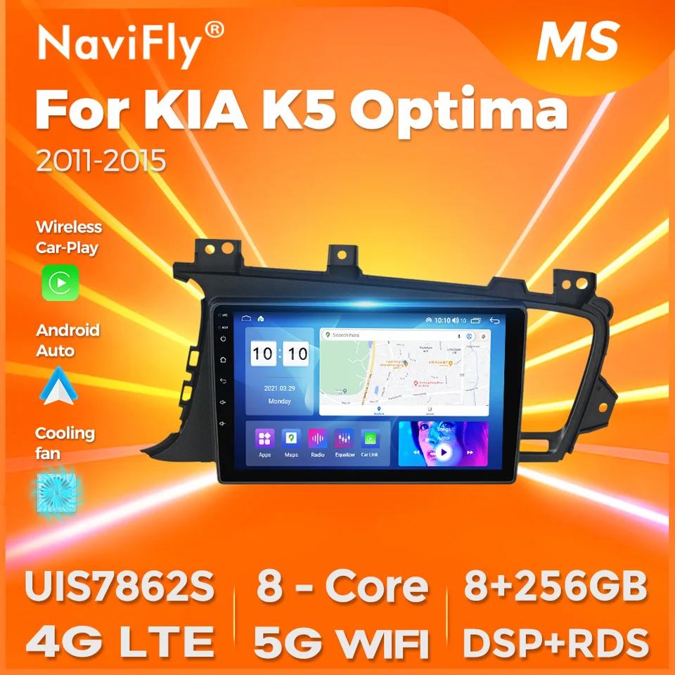 Navifly 7862s Android All in One Car Radio Multimedia Video Player pre Kia K5 Optima 2011-2015 GPS CarPlay Auto 2 DIN Stereo BT
