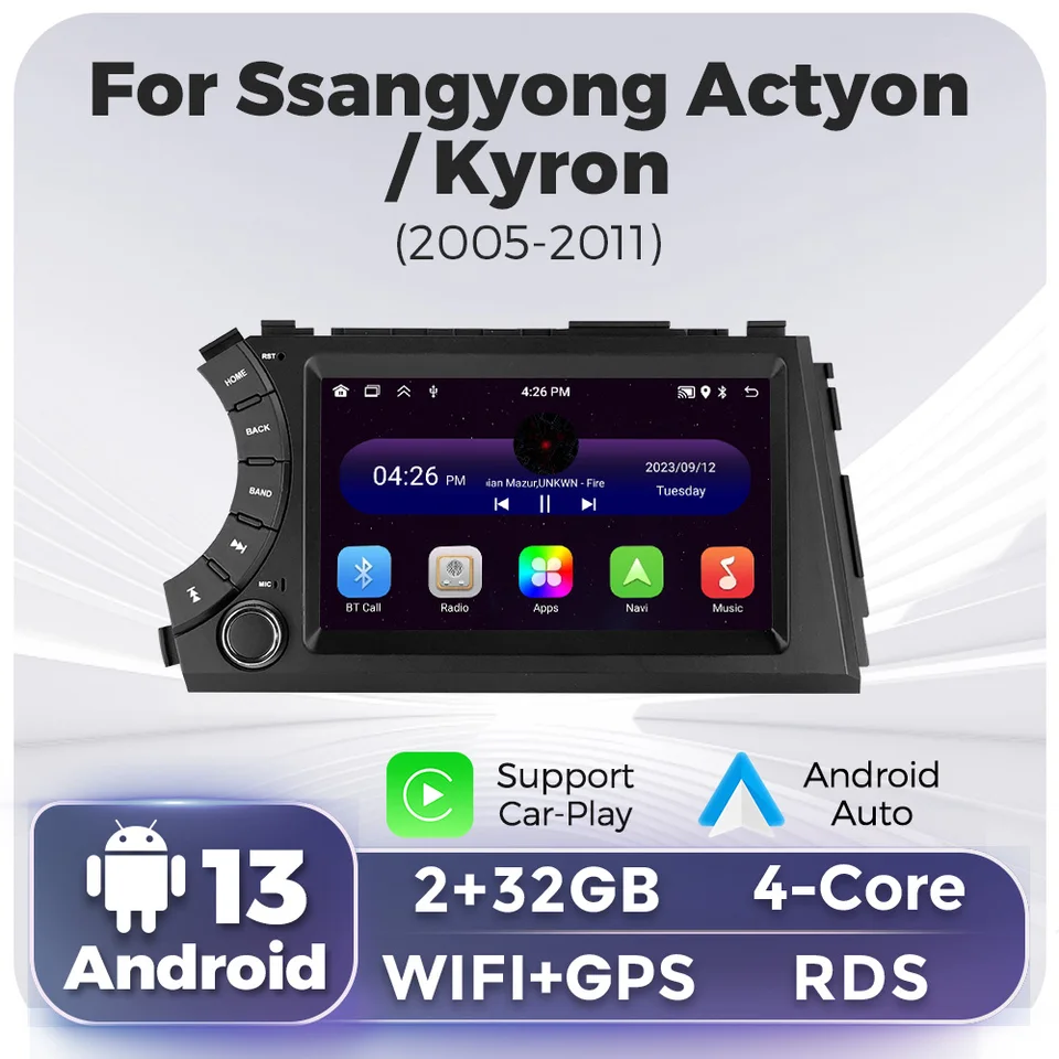 Navifly Android 13 pre Ssangyong Kyron Actyon 2005 - 2013 Autoradio CarPlay Auto Multimedia Video Player GPS Navi 4G Nie 2Din DVD