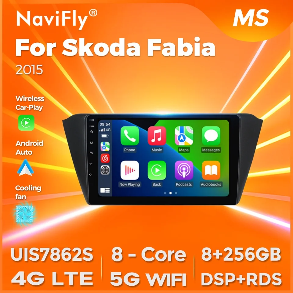 Navifly Android Car Radio pre Skoda Fabia 3 III 2015 2016 2017 2018 2018 2019 Multimedia Player GPS DSP CarPlay Auto 2Din Head Unit