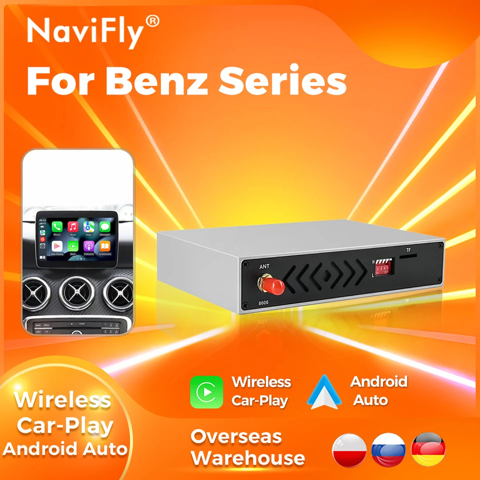 Navifly inovácia bezdrôtová CarPlay Android Auto AI Box pre Mercedes Benz Abce Gk C Cla Ml GL Slk W176 W204 W212 C207 CLS W218