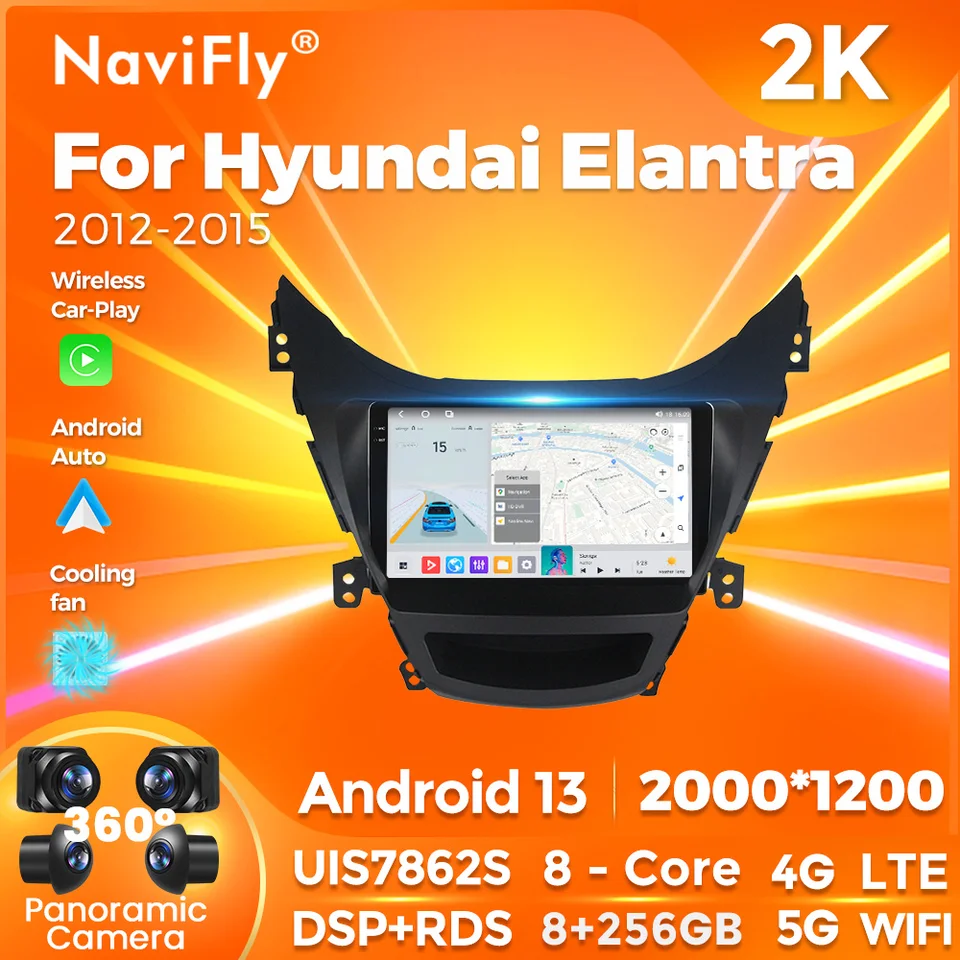 Navifly inteligentné auto multimédiá pre Hyundai Elantra Avante I35 2011-2013 2DIN GPS Navigaion CarPlay Android 13 DSP 2K 4G Autoradio