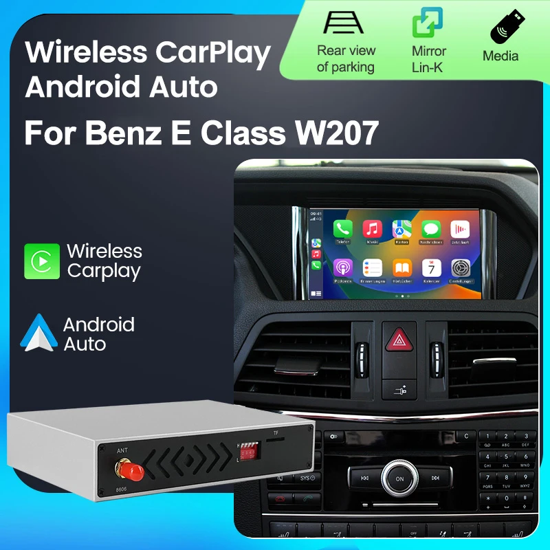 Navifly Wireless Apple CarPlay Modul pre Mercedes-Benz E Class W207 Dva dvere kupé so zrkadlom Link AirPlay Android Auto Box
