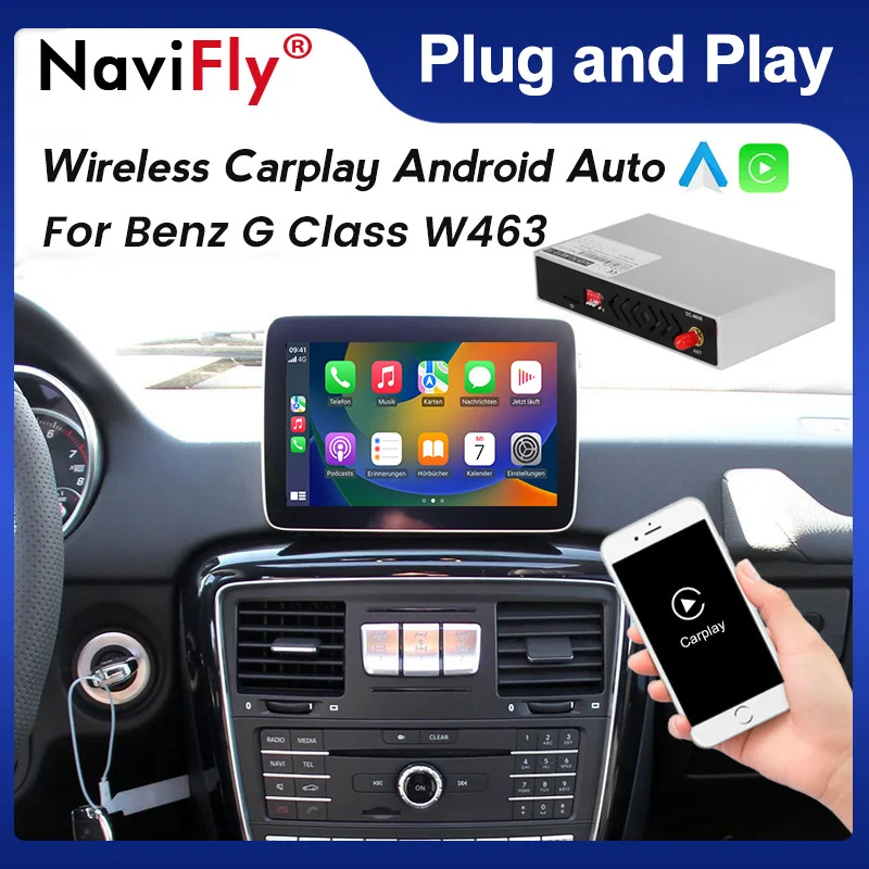 Navifly Wireless CarPlay Android Auto Box pre Mercedes Benz G Class W463 G350 G400 G500 G63 G65 2011-2018 Upgrade modulu OEM modulu OEM
