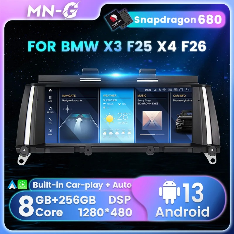 Navifly Wireless CarPlay Android Auto pre BMW X4 F26 X3 F25 2011 - 2016 Android 13 Multimediálne GPS Autoradio Head Unit BT5.1