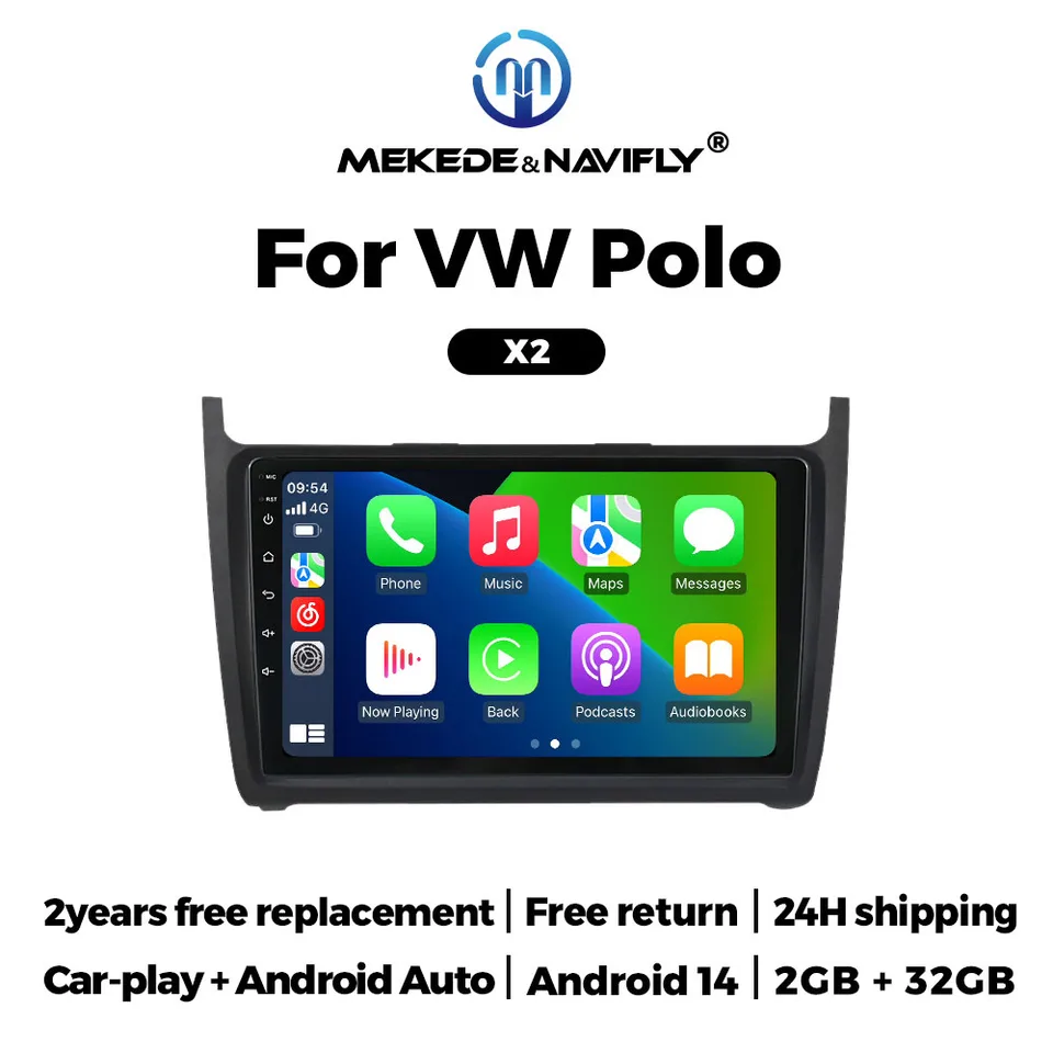 Navifly Wireless CarPlay Android Auto pre VW Volkswagen Polo 5 2008 - 2017 CAR Radio Multimedia Video Player 2G+32G 4 -Core WiFi