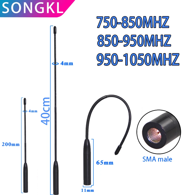 NB-Lot-Lot Soft Whip Anténa 750-850MHz, 780-860MHz, 850-950MHZantenna SMA Muž 40 cm vysoký zisk 10DBIMODULE ANTENNA 20CM 950-1050MHZ