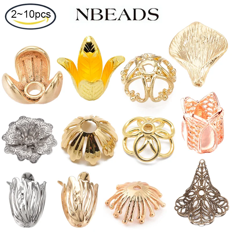 Nbeads 2-10 PCS Tvar kvetu Real Platinum pokovované mosadzné korálkové čiapky nikel zadarmo pre šperky výroby šperkov výroby dodávok