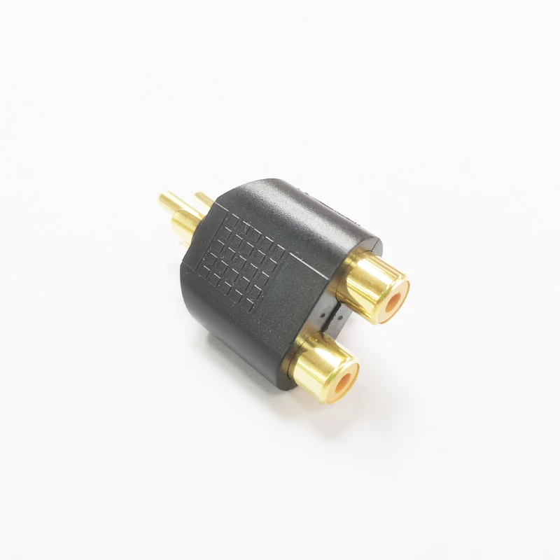 Nchtek Golden pokovovaný RCA samec na duálne RCA ženský splitter Audio AV Plug Adapter / 1pcs