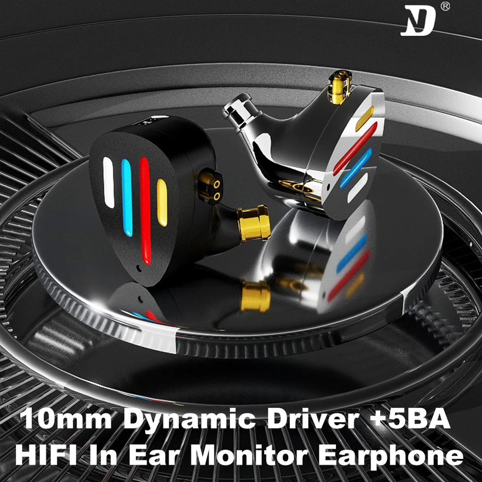 ND X12 káblové slúchadlá IEM 10 mm dynamický ovládač +5BA HIFI v uši