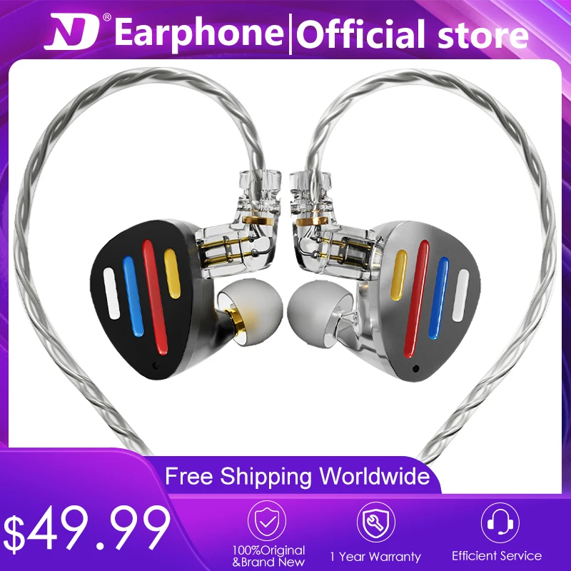 ND x12 v slúchadlách monitorov uší 10 mm dynamický vodič+5BA Hybridné hifi náhlavné súpravy IEM káblové slúchadlá s 2 pinmi odnímateľným káblom