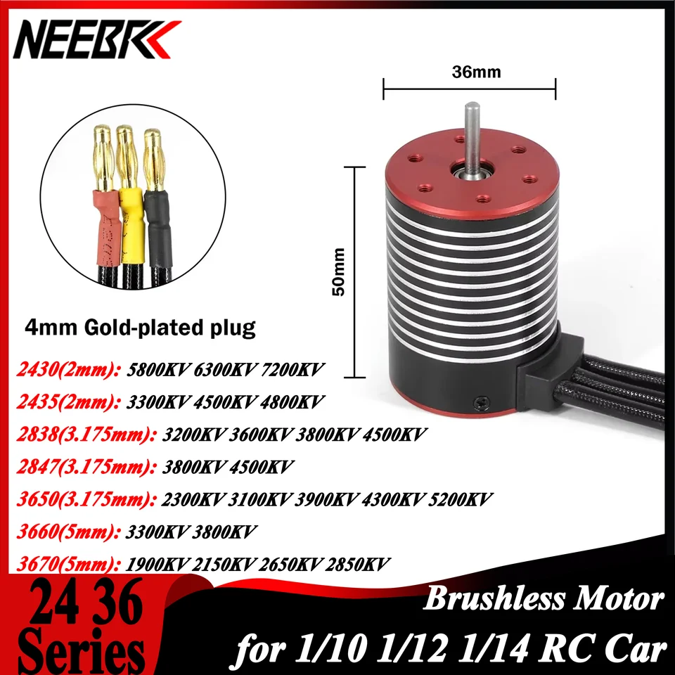 NEBRC 2838 3650 3660 3670 Vodotesný kefový motor pre 1/8 1/10 1/12 1/14 1/16 RC Racing Car Crawler Wltoys 144001 TRAXXAS