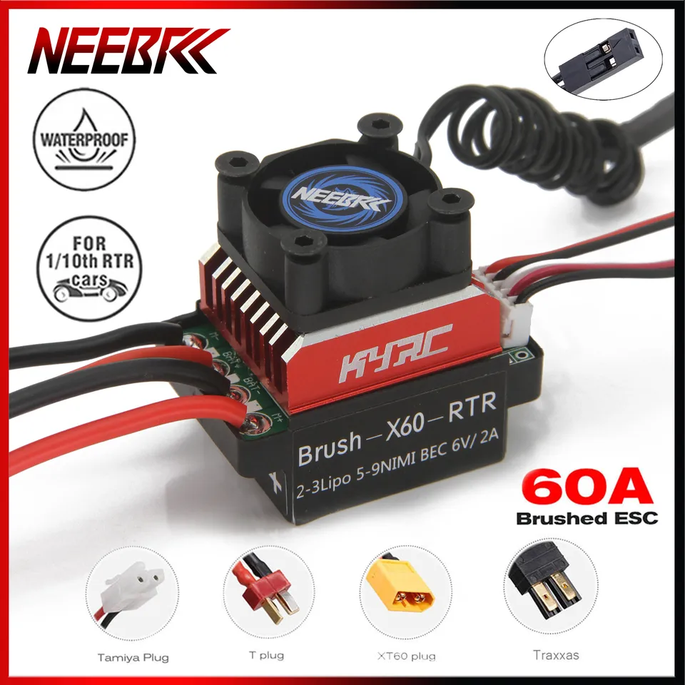 NEBRC 60A Brushed ESC s 25 mm chladiacim ventilátorom pre 540/550 Motor 1/10 RC TRAXXAS D90 HSP Redcat axiálny SCX10 RC4WD HODY HPI LOT
