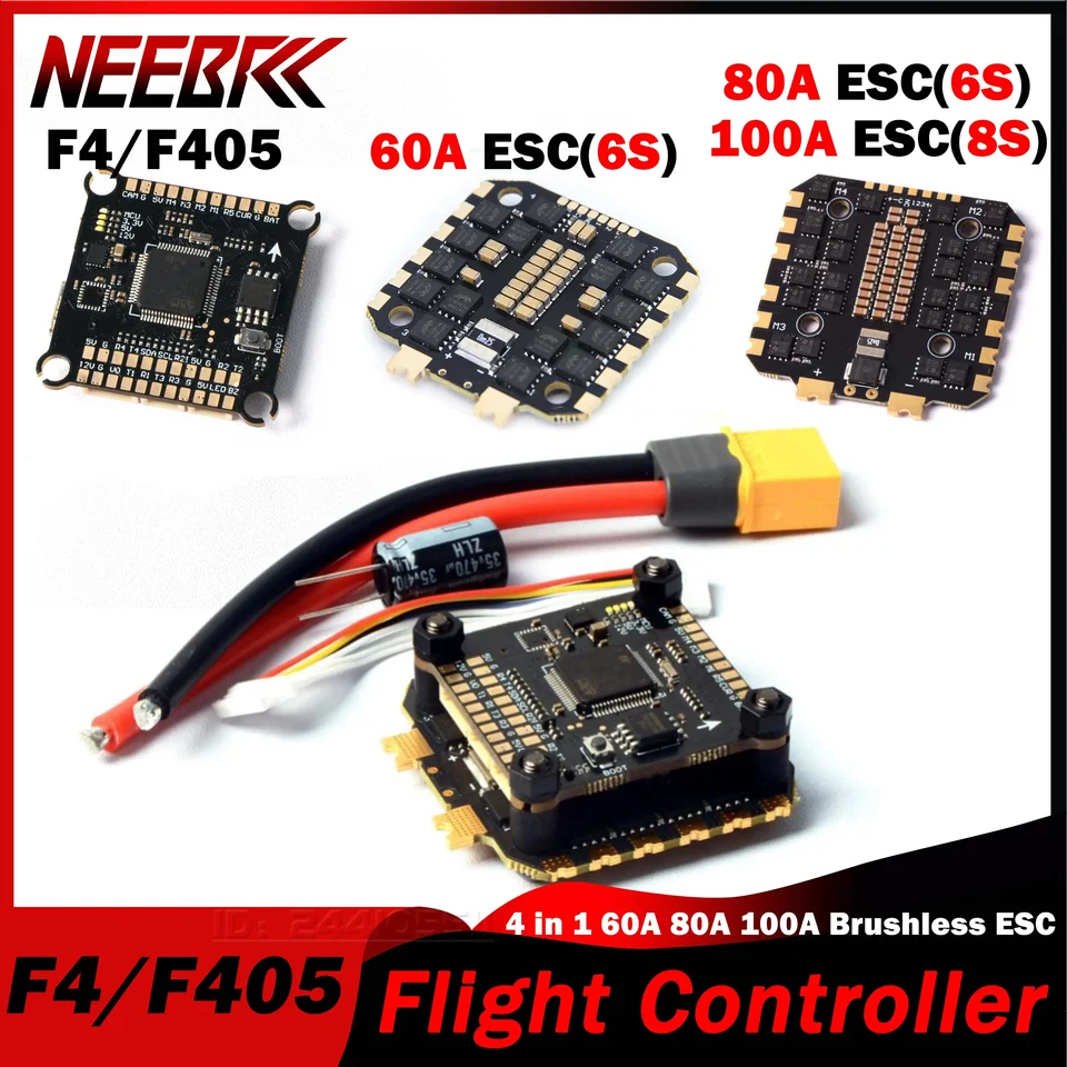 NEBRC F4 FC Flight Controller 4 v 1 60A 80A 100A Brushless ESC doska 5V 12V BEC DUAL pre RC FPV Racing Drone Mark4 QuadCopter