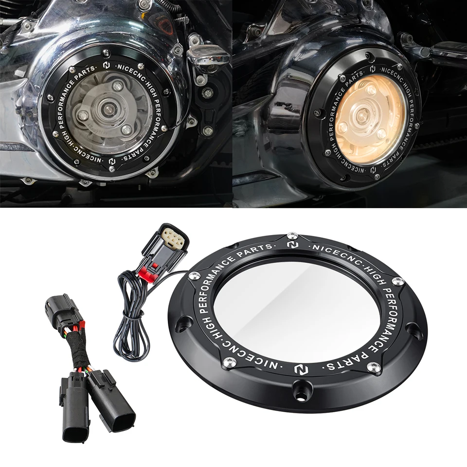 NECECNC CLEAR CLUCT Derby Cover LED Svetlo LED pre Harley Road King Fllhr Special FlHrxs Road Glide Electra Glide Ultra Limited