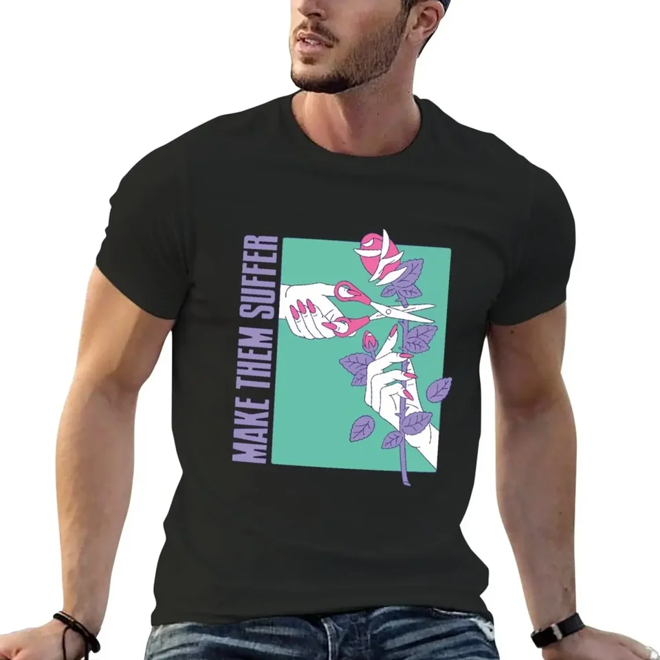 Nechajte ich trpieť ružovými tričkami zvieracie tričko pre chlapcov grafika tričko tričko tričko roztomilé topy pánske bavlnené tričko Manga