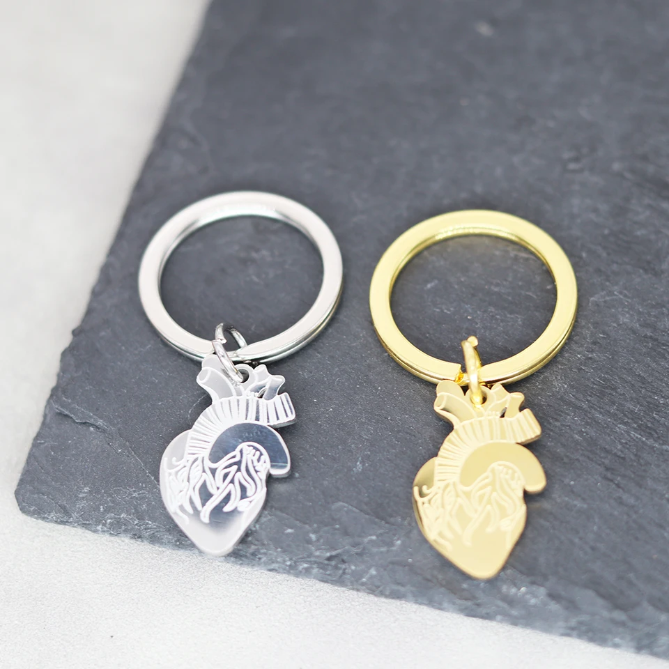 Nedar anatómia ľudské orgány srdiečko Keychains z nehrdzavejúcej ocele Kľúčové reťazce Ozdob Biológia Keyrings lekári Darčeky Darčeky šperky