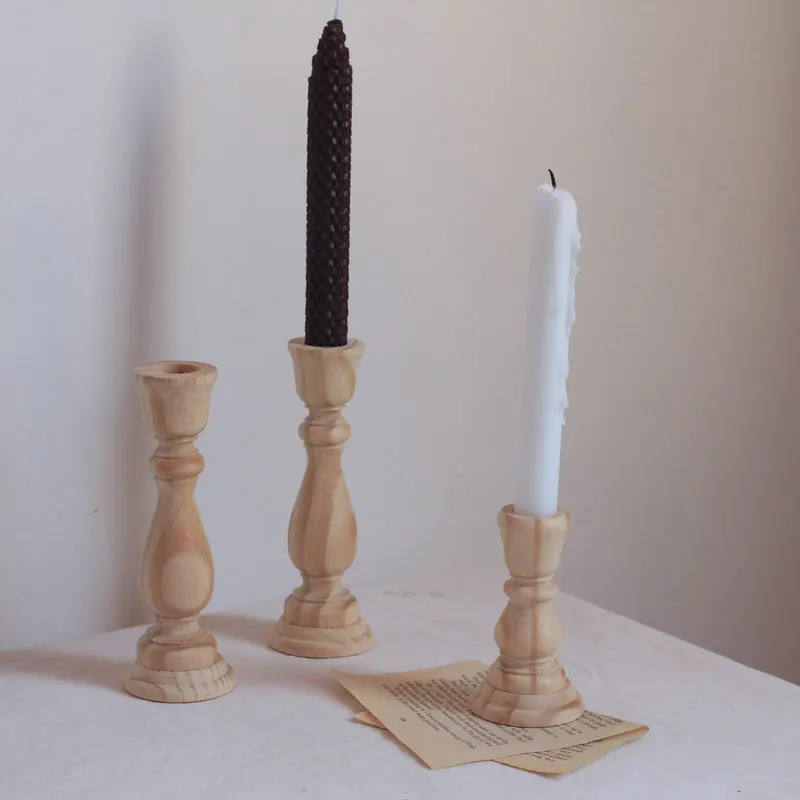 Nedokončené držiaky svietnikov Wood Classic Craft Candlesticks vyhladené a pripravené na ľahké maľovanie alebo ozdobenie 6,88 x 2,48 /1.96