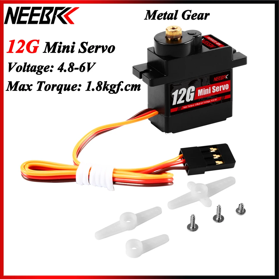 Neebrc 12G Metal Grave Waterproof Mini Digital Servo pre 1/24 RC Crawler Crawler Helikoptéra lietadla Axial SCX24 WLToys Modelové diely