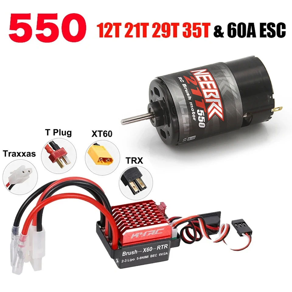 NEEBRC 550 Brushed Motor 12T 21T 29T 35T 60A ESC pre 1/10 RC Crawler HSP HPI WLTOYS KYOSHO TRAXXAS 1:10 RC Off-Road Monster