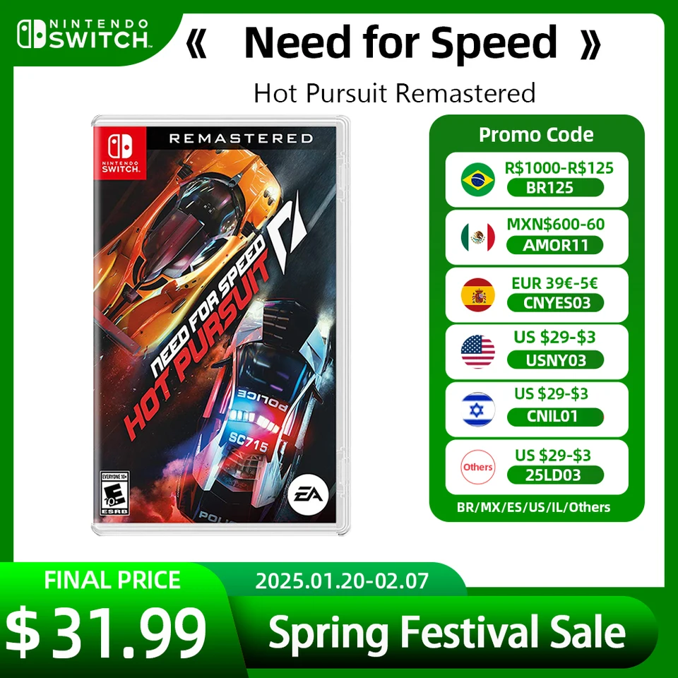 Need For Speed ​​Hot Pursuit Remastered - Nintendo Switch Game Deal 100% Oficiálna podpora fyzickej hernej karty TV Tabletop Ruckeld