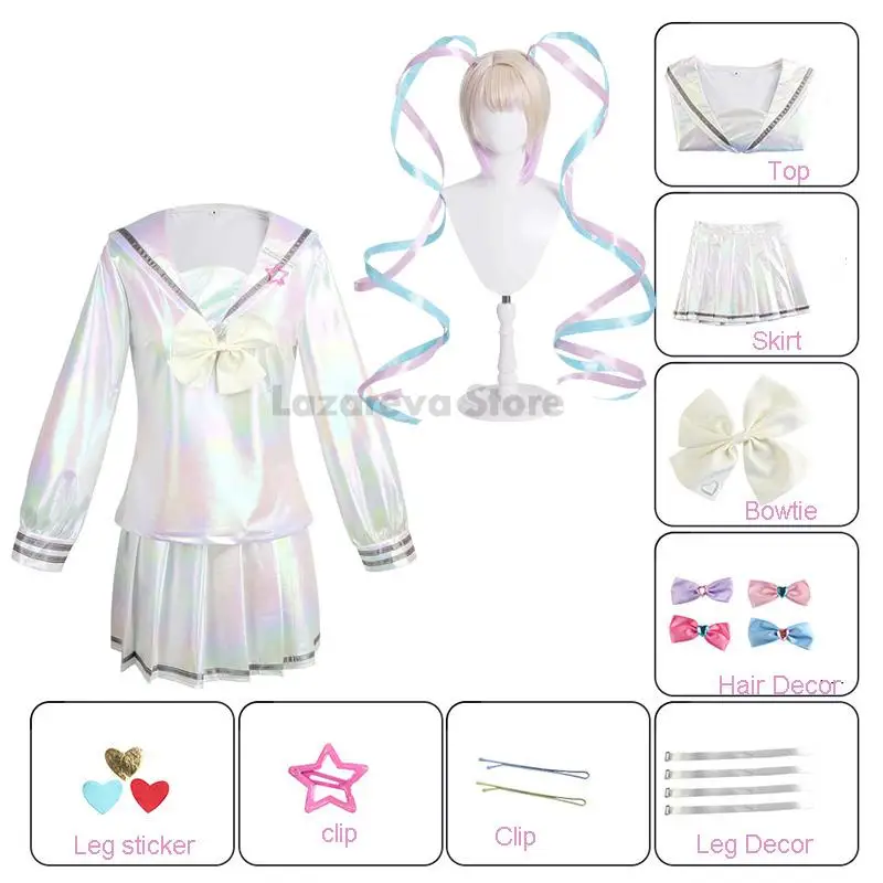 Needy Girl predávkovanie Kangel cosplay kostým lolita topánky sukňa sukňa uniforma parochne hallowmy cos laserové farebné sukne stuha parochňa