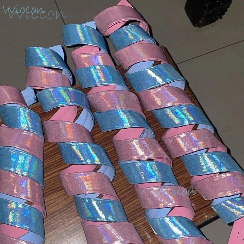 Needy Girl Streamer predávkovanie Kangel Rain Cosplay parochňu vlasové vlasy na vlasy lesklý stuha ružová modrá vlasy ručne vyrobená prop 1,8 m 1,8 m