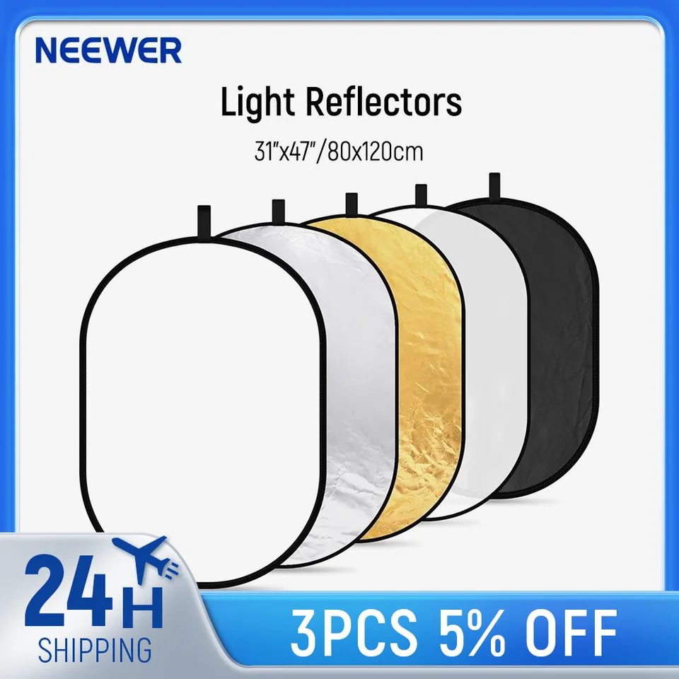 Neewer Svetelné reflektory pre fotografiu, prenosné 5 z 1 skladacieho viacerých diskov s taškou - priesvitné/strieborné/čierne/zlaté/biele