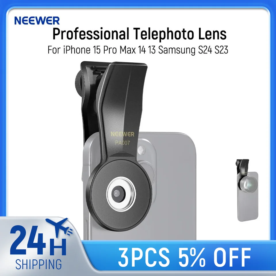 Neewer Universal Phone Clamp pre 17 mm závitové šošovky Profesionálny teleobjektív pre iPhone 15 Pro Max 14 13 Samsung S24 S23