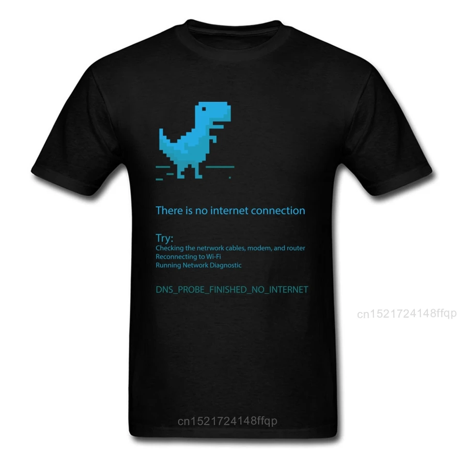 Neexistuje žiadny internet! Tričko tričká Tričko Čierne tričko modré tričká karikatúry Dino Tops Dinosaur Funny oblečenie bavlnená látka