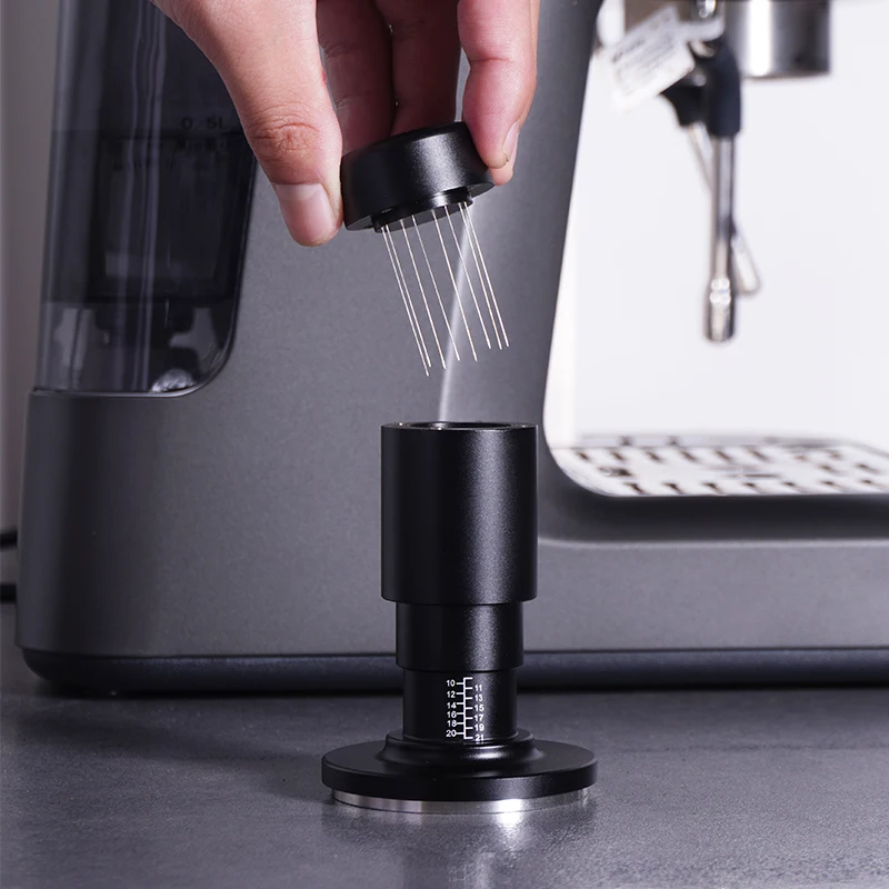 Nehrdzavejúca oceľ 2 v 1 kávovej manipulácii s ihlami pre miešanie espressa WDT Nástroj nastaviteľná výška číra stupnica Barista Nástroje espresso