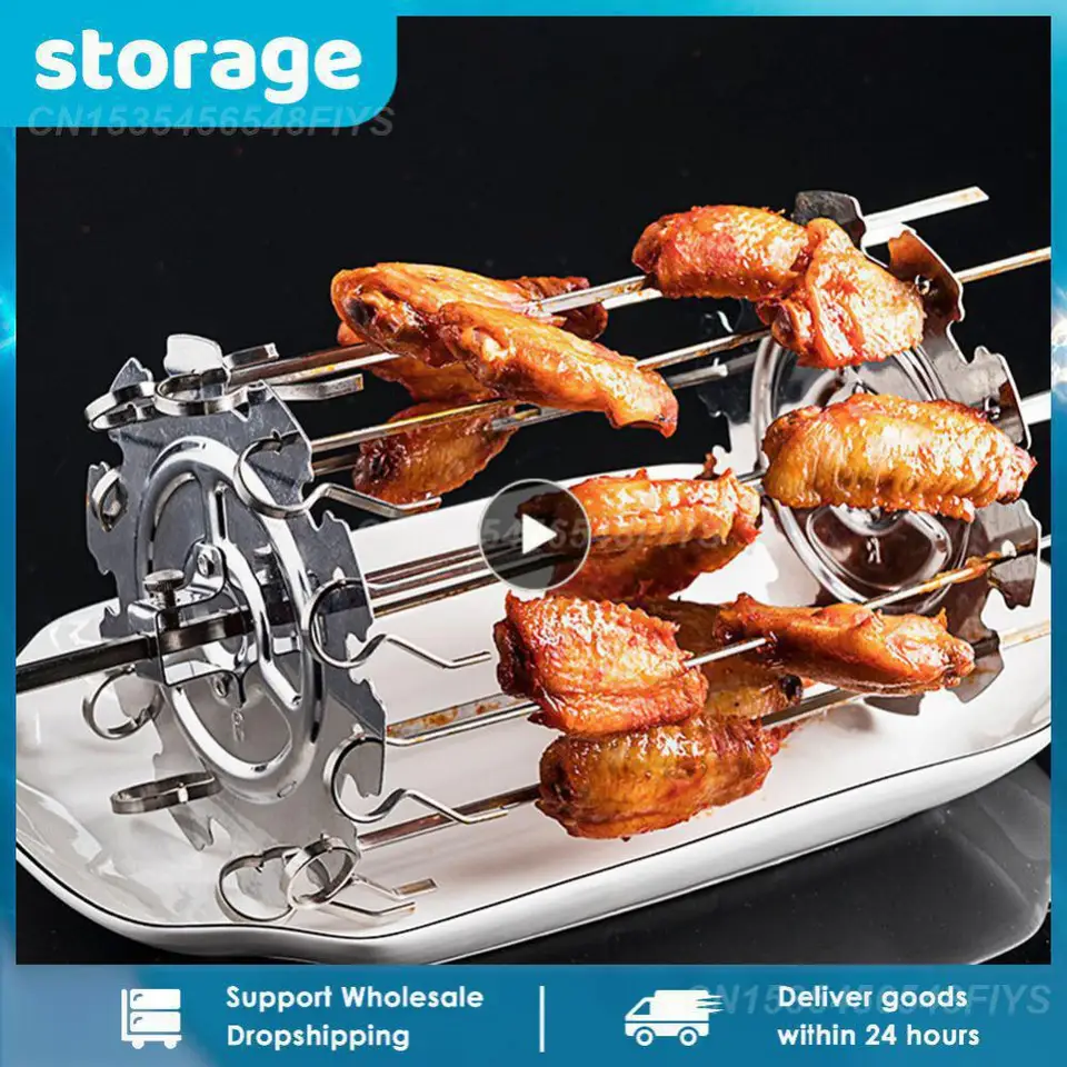 Nehrdzavejúca oceľ rotujúca mriežky gril BBQ Grill Cage Garbecue Air Fryer Lamb Shows Gril