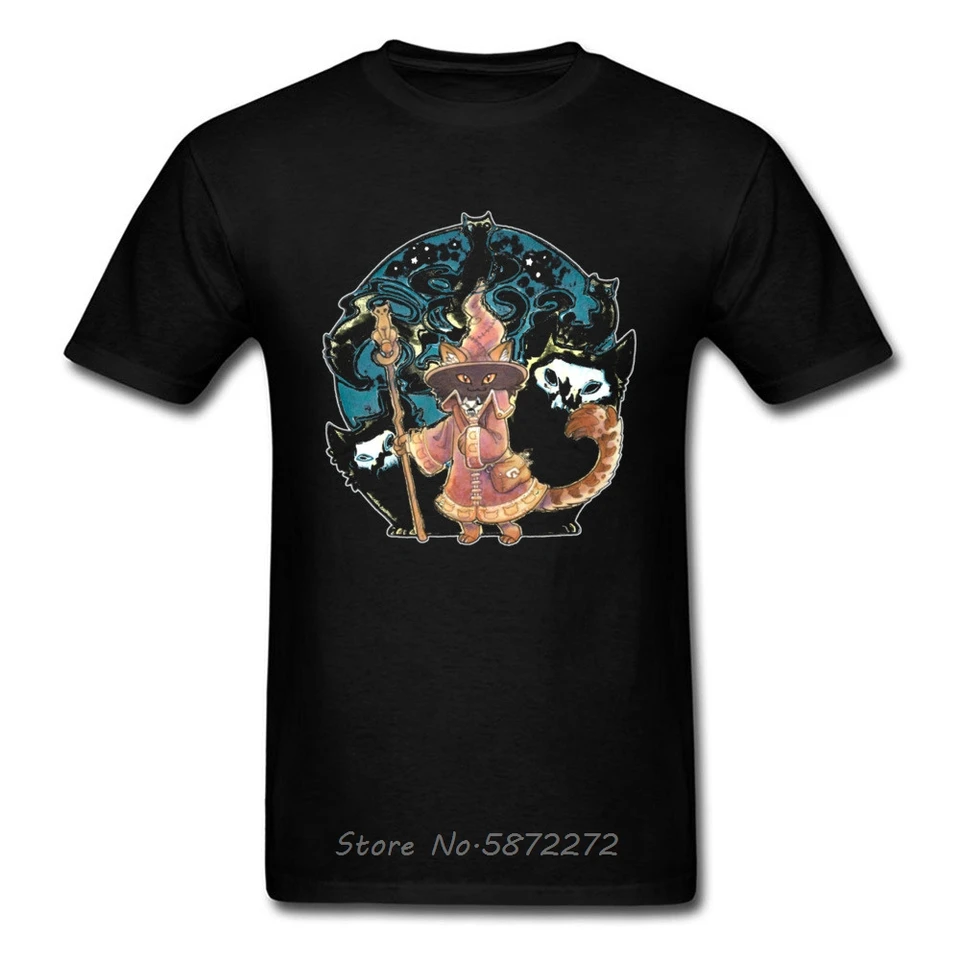 Nekomancer necromancer Cat Neko T košeľa čarodejnícky lovci faraón kostrové mage mačacie tričko muži bavlnené hallowmy démon
