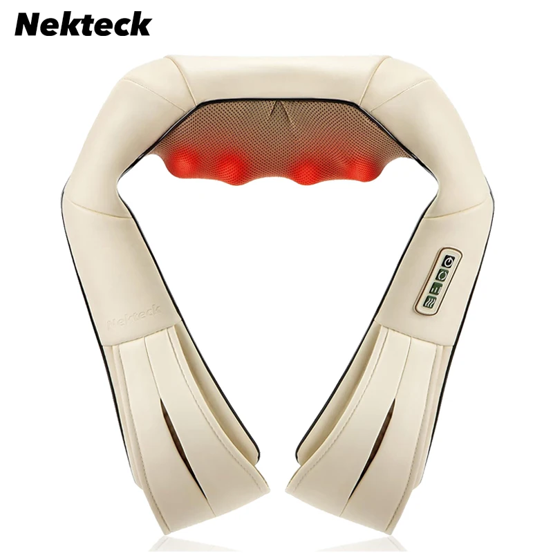 Nekteck Shiatsu zadné rameno a krk Massager 3D elektrický masáž s celkovým telom s masážou vankúšov s hlbokým tkanivom vankúš