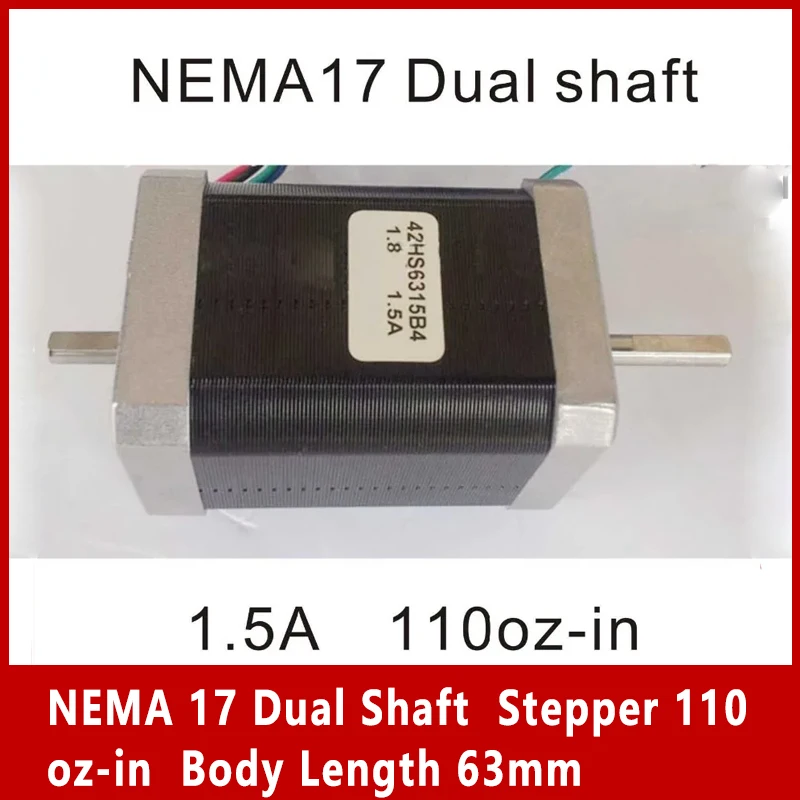 NEMA 17 DUAL HAFT Krokper 110 oz dĺžku tela 63 mm CE ROHS NEMA17 MOTOR CNC 3D TLAČNÁ TLAČ