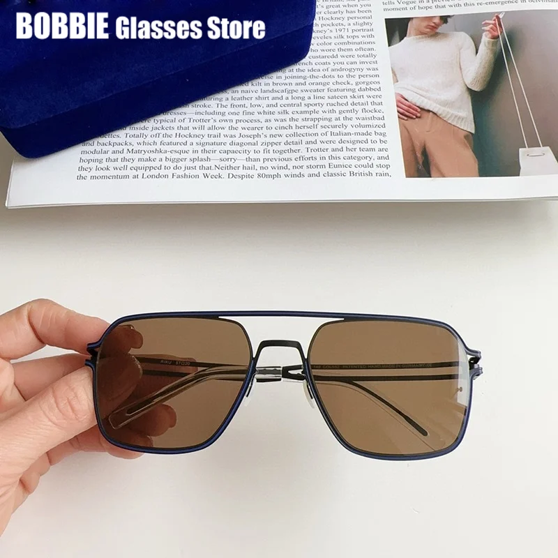 Nemecko dizajn značky SUNLESS SUNKLASSES Titanium Ultralight Square Fashion Men Optické predpisové slnečné okuliare Veľké Riku