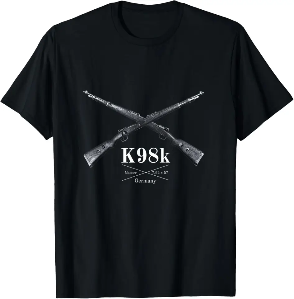 Nemecká munín Mauser 7,92 x 57 K98K Puška preškovaná tričko 100% bavlnená z krku krátko rukávy letné letné pánske tričko Tričko