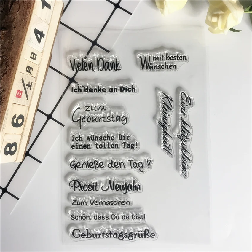Nemecké známky scrapbooking sentiment pečiatky rozprávky gumové textové slová sladké silikónové fotoalbumové karty výroba gumovej pečiatky