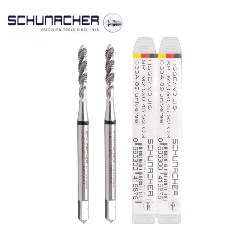 Nemecký originálny Schumacher jis štandardný špirálový sprevádzaný kohútik špicatý M1 M2 M4 M4 M6 M7 M8 M9 M10 M11 M12-M24