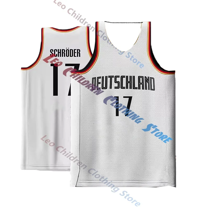 Nemecký tím World Basketball Jersey Prispôsobiteľné meno hráča a číslo rýchle vyschnutie priedušnej látky a šortiek