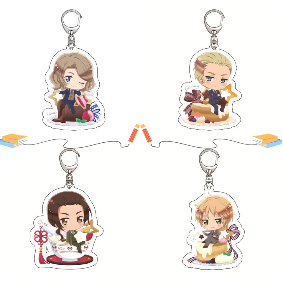 Nen Anime Hetalia Axis Powers akrylová hra Keychain 6cm figula modelu Keyring Plate Cosplay hračky pre darček