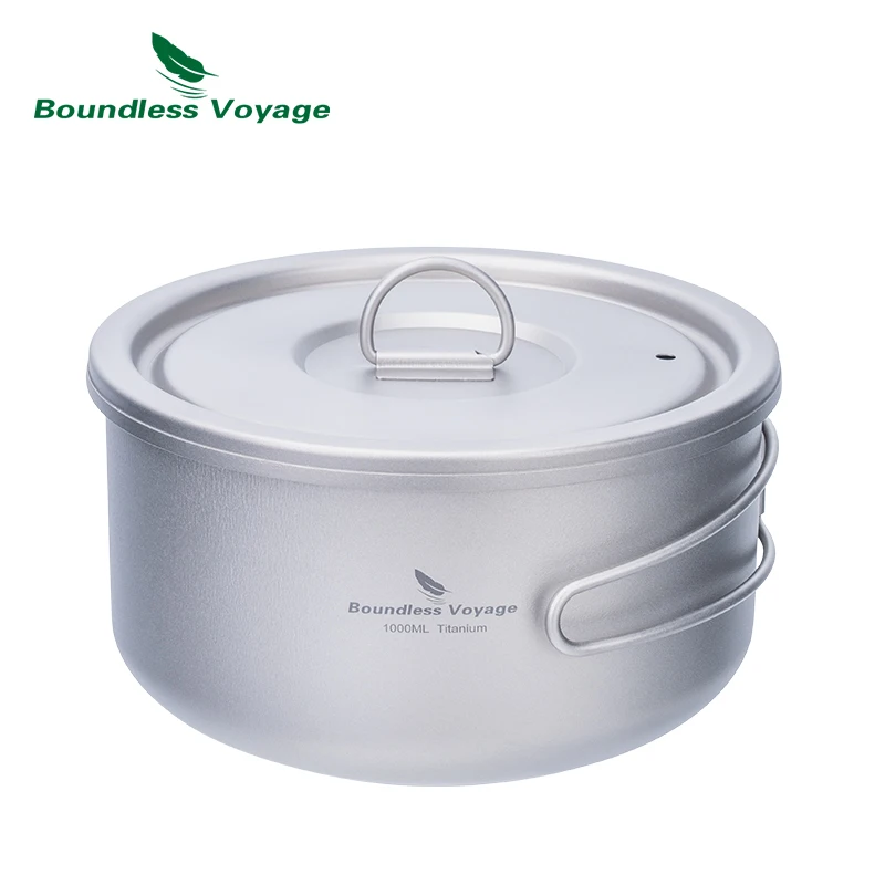 Neobchodná plavba Titánový kemping s vekom ultraslight Outdoor Coaring Pot jednosmerná obedová skrinka so skladacou rukoväťou TI2041C