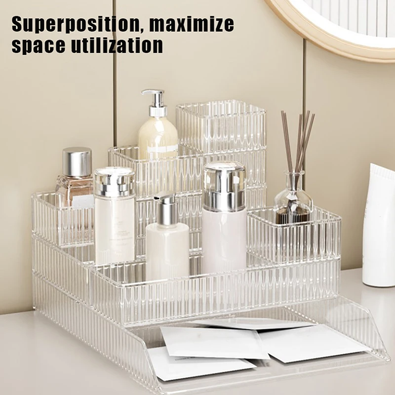 Neobmedzená zásuvka na stôl Organizátori plastové kúpeľňové skladovacie organizátor Organizátor Clear Transparent Storage Box Atchon Kitchen Gadget