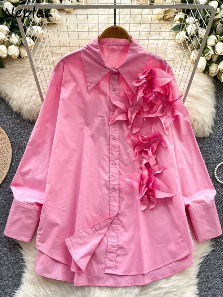 Neploe Príležitostné svetlo zrelé vetru pokročilé voľné tričko Celebrity 3D Koža Kórea Elegantné blouses elegantné vynikajúce sladké Blusa