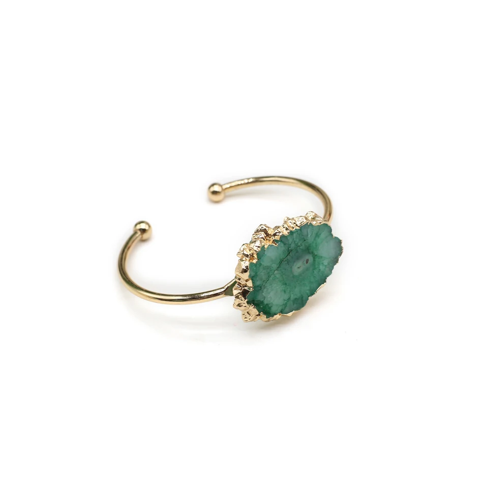 Nepravidelné prírodné achátové kremeň kameň Open Cuff Bangle náramok