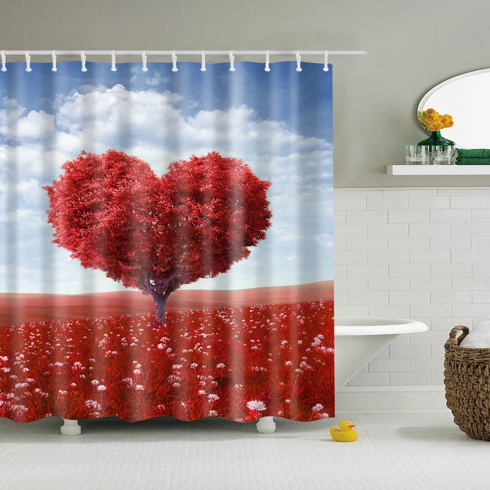 Nepremokavá kvetinová záclona modrá veľká kúpeľňa pre kúpeľňu dlhá 180x200cm 3D výpadok ružová sprchova