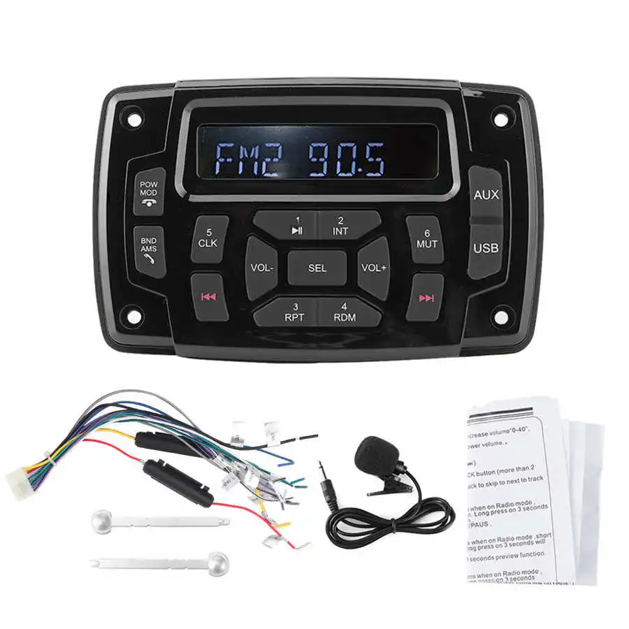 Nepremokavá námorná loď Yacht 12V Stereo Radio Radio Player MP3 Player s predným USB vstupom AM/FM Audio Source AUX Vstup