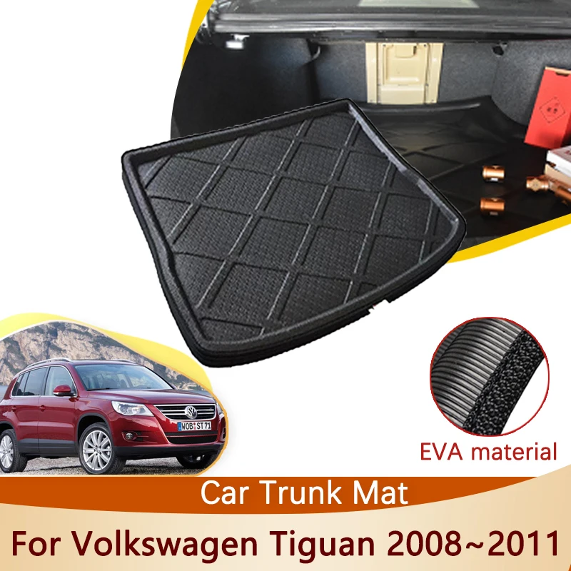 Nepremokavá podložka pre VW Volkswagen Tiguan MK1 2008 2009 2010 2011 Príslušenstvo Ochranné auto Zadný kmeň podlahový podlahový podnos koberca