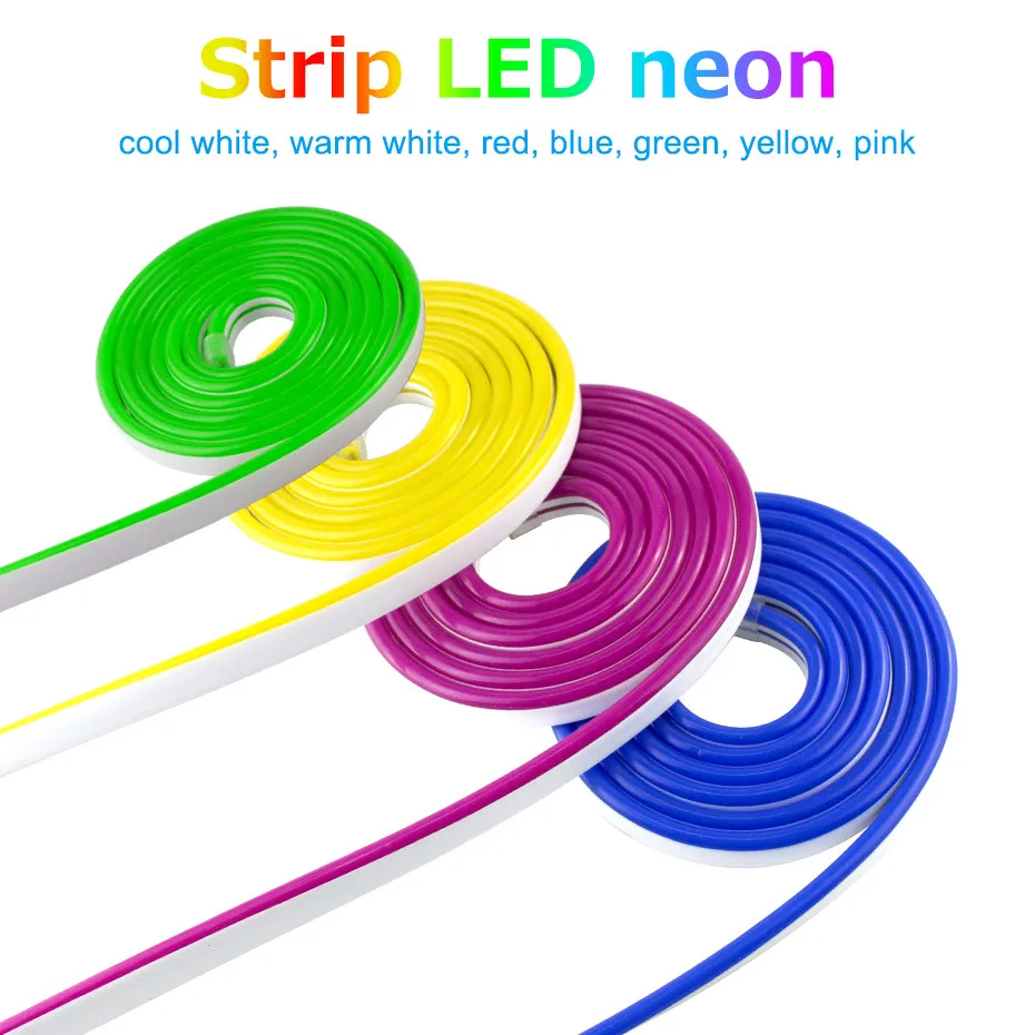 Nepremokavé 24 V LED neónové svetlo 3m 5 m 10m s adaptérom mäkké ohybové tyče dekorácia LED pásik LED pásik 24V teplá biela modrá ružová vonkajšia vonkajšia časť