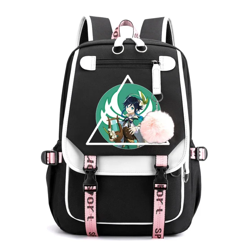 Nepremokavé dievčatá Teenager USB Book Bags Anime Genshin Impact Základná škola Backpacks School Bag Mochilas