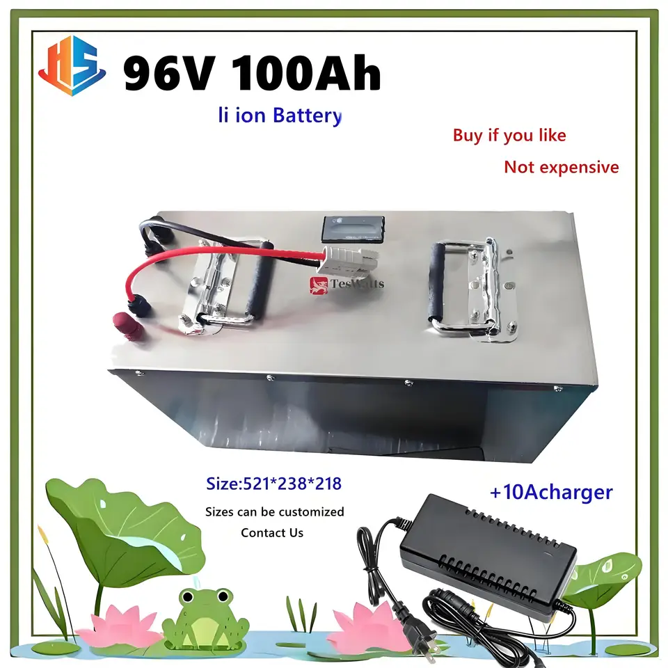 Nepremokavý 96 V 100Ah lítium iónových nabíjateľných baterií pre golfový autobus Golf Trolley RV AGV Marine Turist Car Caravan + 10A Charger